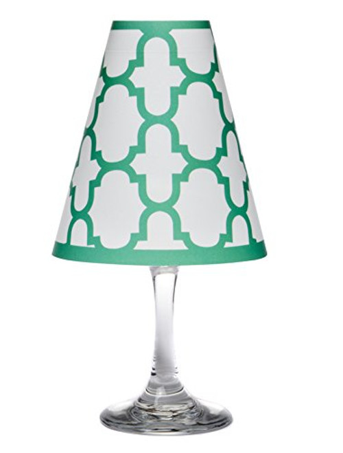 di Potter WS312 Nantucket Fret Paper White Wine Glass Shade, Emerald Green (Pack of 12)