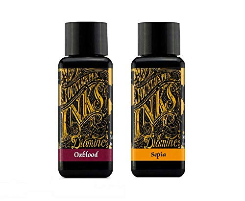 Diamine Fountain Pen Ink 30ml - Oxblood & Sepia - 2 Pack