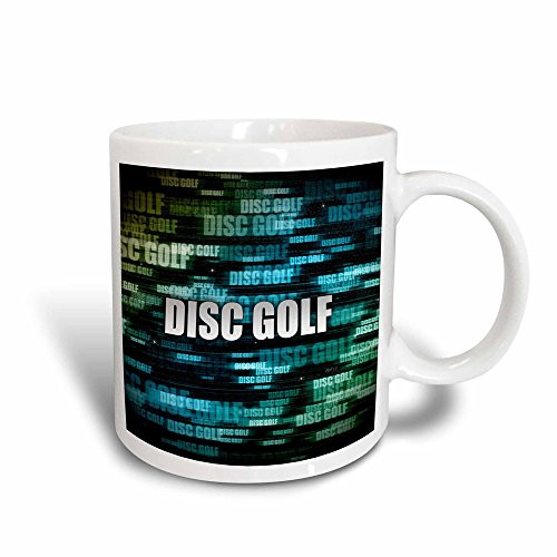 3dRose Mug Disc Golf - colorful graphic design of disc golf text in space (mug_173455_3) - 11oz - Transforming, Black/White
