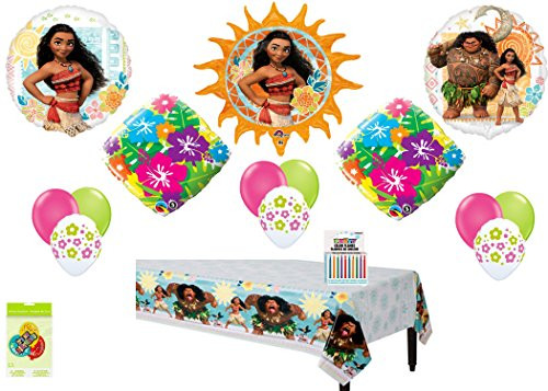 moanabyspursgrl Disney Moana Ultimate Decoration & Balloon Kit 1Table Cover,15 pc Balloon Bouquet
