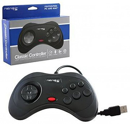 Retro-Bit Retrolink USB SEGA Saturn Classic Controller Mac/PC Compatible- Black