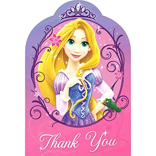 Rapine Disney Princess Birthday Party Thank You Cards (8 Pack), Purple/Pink, 6 1/4" x 4 1/4".