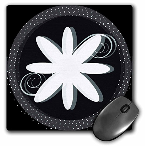 3dRose LLC 8 x 8 x 0.25 Inches Mouse Pad, Dots White Flower - Whimsical Floral Art (mp_52806_1)