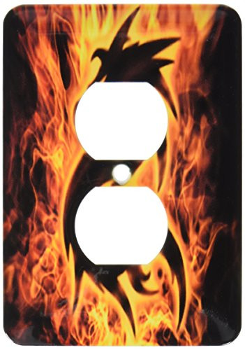 3dRose lsp_109847_6 Dragon Surrounded By Fire 2 Plug Outlet Cover