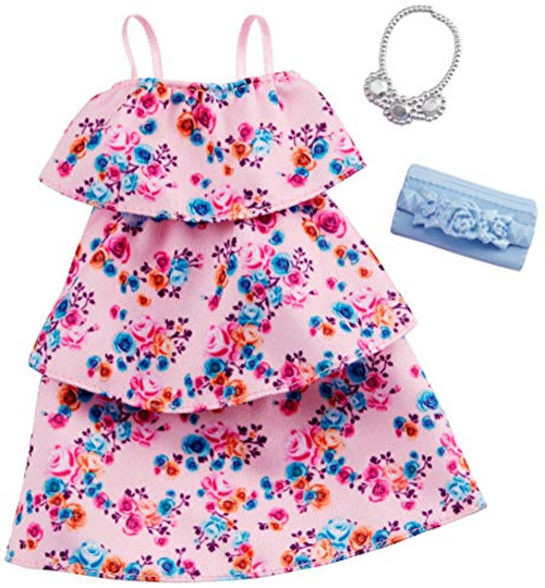 Barbie Clothes: Pink Floral Dress, Plus 2 Accessories Dolls, Gift for 3 to 7 Year Olds, GHW80 Barbie Clothes: Pink Floral Dress, Plus 2 Accessories Dolls, Gift for 3 to 7 Year Olds, GHW80