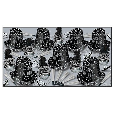 Beistle Black Diamond New Years Eve Party Kit Assortment for 10