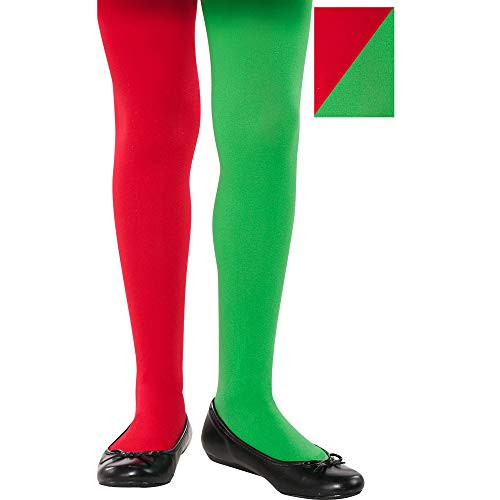 amscan Christmas Green and Red Elf Tights | Party Costume