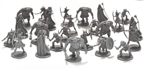 Drunkn Dragon 25 Fantasy Miniatures for Tabletop/Dungeons and Dragons Roleplaying Games - Bulk Minis Unpainted- Enemies and Monster Figures Starter Set - Compatible with DND D
