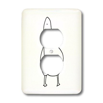 3dRose lsp_20923_6 Duck Walking Outline Art Drawing 2-Plug Outlet Cover