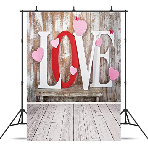 Dudaacvt 5x7ft Valentine's Day Backdrop Rustic Wood Floor Mother's Day Backdrops Wood Wall Photography Backdrops Love Photo Background Baby Happy Birthday Studio Backdrop Seamless 114