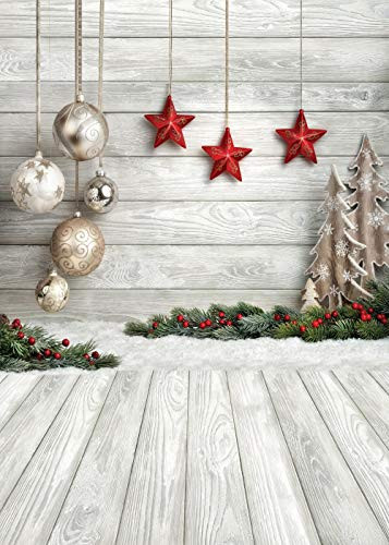 Dudaacvt 6X8ft Christmas Backdrop Christmas Balls White Wood Floor Photography Backdrop Fabric Photo Backdrops Customized Studio Background D047