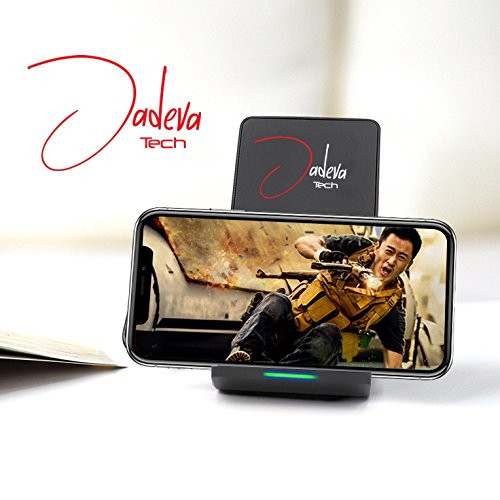 Jadeva Tech - Fast Wireless Charger, Wireless Charging Stand 2.0 Qi Charger for iPhone X/8/8 Plus, Samsung S8/S8 Plus/S7/S7 Edge, S6/S6 Edge/S6 Edge Plus, Note 5, Other Qi-Enabled Devices