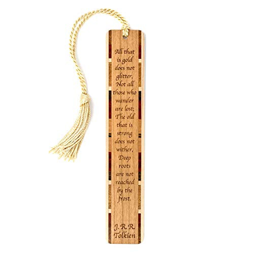 J.R.R. Tolkien Quote - Not All Who Wander are Lost - Engraved Wooden Bookmark with Tassel - Search B07JG8K387 for Personalized Version