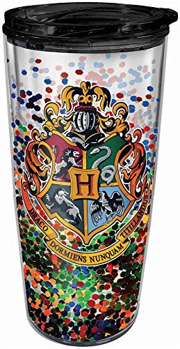 Spoontiques 20268 Hogwarts Crest Glitter Travel Mug, 18 ounces, Multicolored