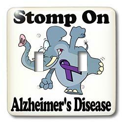 3dRose lsp_114476_2 Elephant Stomp on Alzheimers Disease Awareness Ribbon Cause Design Double Toggle Switch