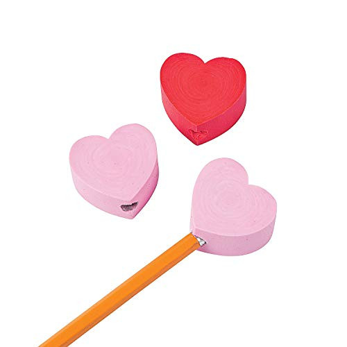 Fun Express Chunky Heart Eraser Pencil Topper for Valentine's Day (Set of 12) Classroom and Party Favors