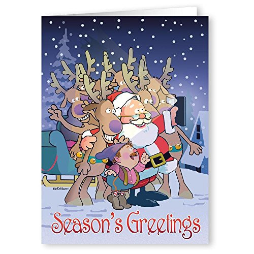 Santa Takes a Selfie - 18 Funny Christmas Cards and 19 Envelopes