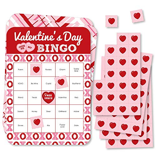 Big Dot of Happiness Conversation Hearts - Bingo Cards and Markers - Valentines Day Party Bingo Game - Set of 18