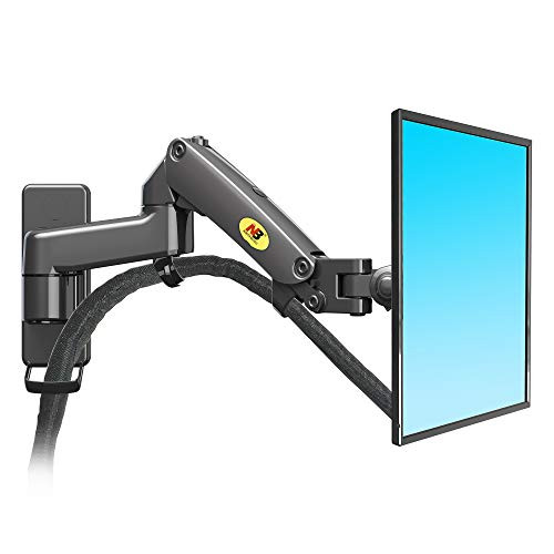NB North Bayou Monitor Wall Mount Bracket Full Motion Articulating Swivel for 17-27 Inch Monitor with Gas Spring (Black Double Extension) F150-B