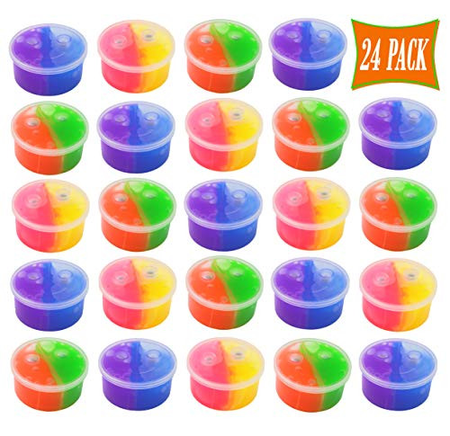 SN Incorp. Putty Slime Party Favor Pack of 24 Bulk Putty for Kids in Assorted Colors- Two Tone Mini Putty Slime for Kids Party Favors, Classroom Prizes, Goody Bags