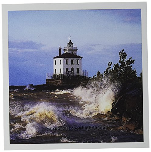 3dRose Fairport Harbor Lighthouse Looking Over Lake Erie - Greeting Cards, 6 x 6 inches, set of 6 (gc_61705_1)