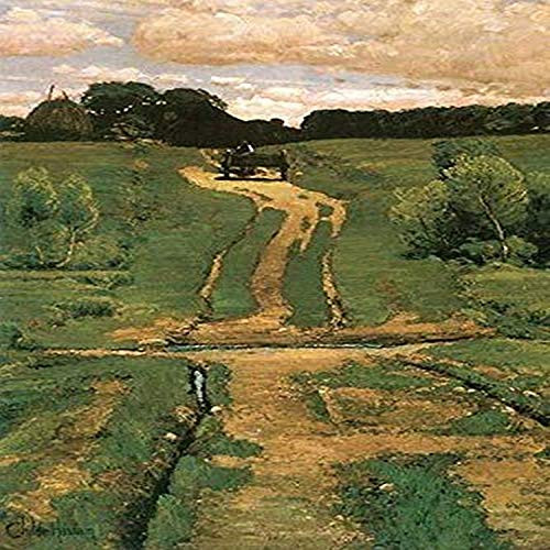 Farmers cart cuts ruts and rills in grassy land with haystack Poster Print by Frederick Childe Hassam (18 x 24)