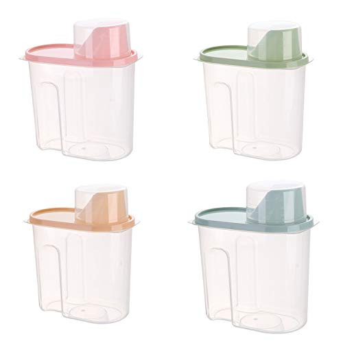 Cereal Storage Container with Measuring Cup Scale Cover Rice Kitchen Pantry Storage Container for Dry Food Rice Grain Pet Food Organization Pack of 4 Large 1.9L