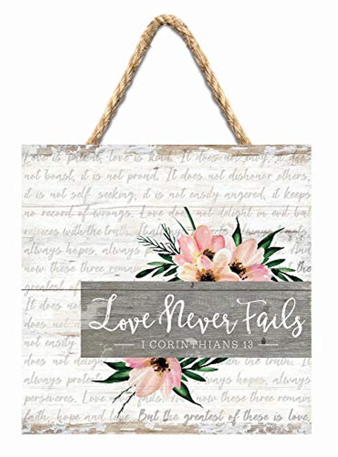 P. Graham Dunn Love Never Fails Floral Whitewash 7 x 7 Inch Wood Pallet Wall Hanging Sign P. Graham Dunn Love Never Fails Floral Whitewash 7 x 7 Inch Wood Pallet Wall Hanging Sign