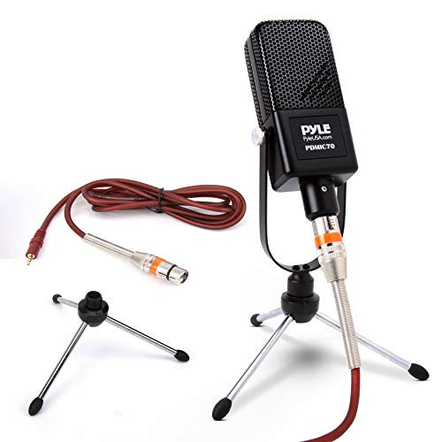 Large Diaphragm Condenser Microphone Kit - Cardioid Condenser mic W/Desktop Stand, LED, XLR Audio Cable, for Gaming, Streaming, Podcast, Recording, Studio Vocal, YouTube, Voice Over - Pyle PDMIC70 Large Diaphragm Condenser Microphone Kit - Cardioid Condenser mic W/Desktop Stand, LED, XLR Audio Cable, for Gaming, Streaming, Podcast, Recording, Studio Vocal, YouTube, Voice Over - Pyle PDMIC70