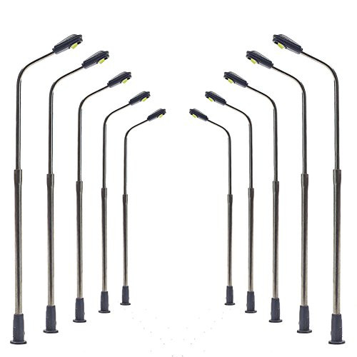 LQS06 10pcs Model Railway Train Lamp Post Street Lights Bright White LampsN Scale LEDs NEW
