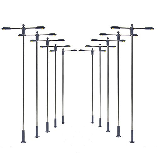 LQS12W 10pcs Model Railway Train Lamp Post Street Bright White Lights HO OO Scale LEDs New