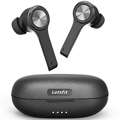 Wireless Earbuds, Letsfit Bluetooth 5.0 Headphones TWS Stereo Touch Control Earbuds with Charging Case, IPX5 Waterproof in-Ear Sport Earphones with Mic for Running Gym Workout Black