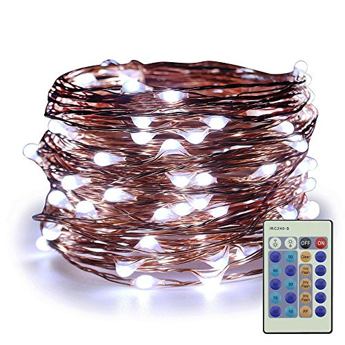 ER CHEN Dimmable LED String Lights Plug in, 66ft 200 LED Waterproof Cool White Fairy String Lights with Remote, Indoor/Outdoor Copper Wire Decorative Lights for Bedroom, Patio, Garden, Yard, Party