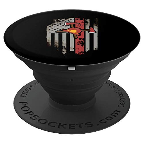 Firefighter Vintage American Flag Thin Red Line Gift PopSockets Grip and Stand for Phones and Tablets
