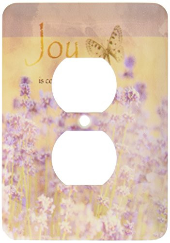 3dRose  lsp_99176_6 Field of Lavender Inspirational Joy Botanical Flowers 2 Plug Outlet Cover