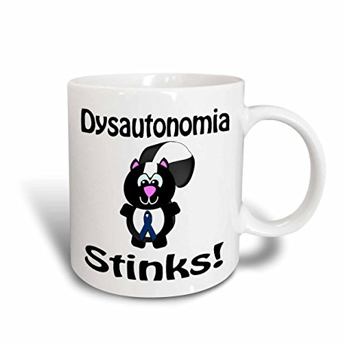 3dRose 115469_1 Dysautonomia Stinks Skunk Awareness Ribbon Cause Design Ceramic Mug 11 oz White
