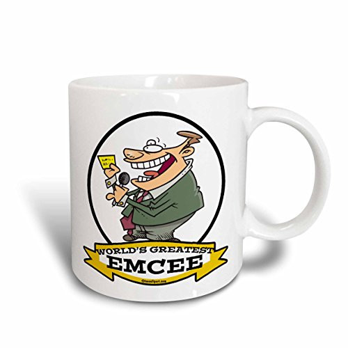 3dRose 103153_2 Funny Worlds Greatest Emcee Cartoon Ceramic mug 15 oz White