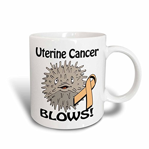 3dRose 115104_2 Uterine Cancer Blows Awareness Ribbon Cause Design Ceramic Mug 15 oz White
