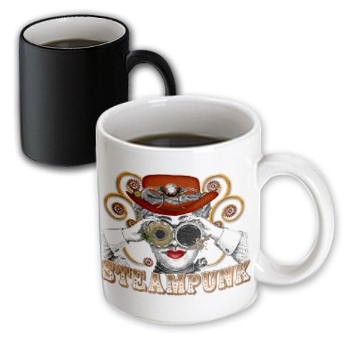 3dRose mug_102669_3 Looking Steampunked Steampunk Collage Art Magic Transforming Mug, 11-Ounce