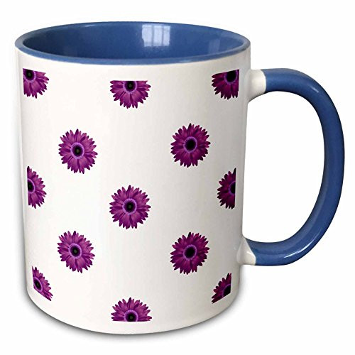 3dRose 110756_6"Pretty Purple Gerbera Daisies Two Tone Mug, 11 oz, Blue/White