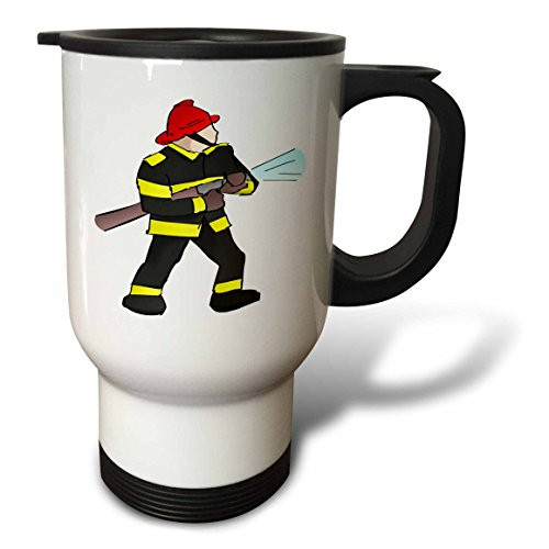 3dRose Fireman in Gear with Firehose Stainless Steel Travel Mug, 14-Ounce