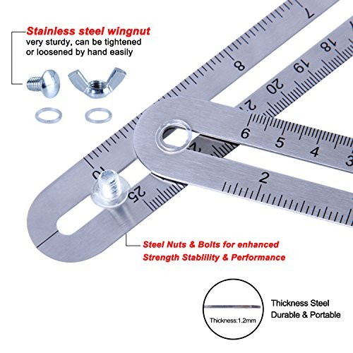Angle Measurement Tool by DBD, Universal Angularizer Ruler, Layout Template Tool Measurement for Handymen, Builders, Craftsmen, DIY-ers
