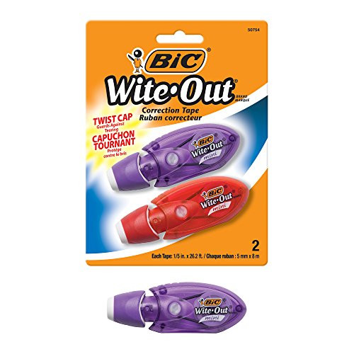 BIC Wite-Out Brand Mini Twist Correction Tape, White, 2-Count (WOMTP21)