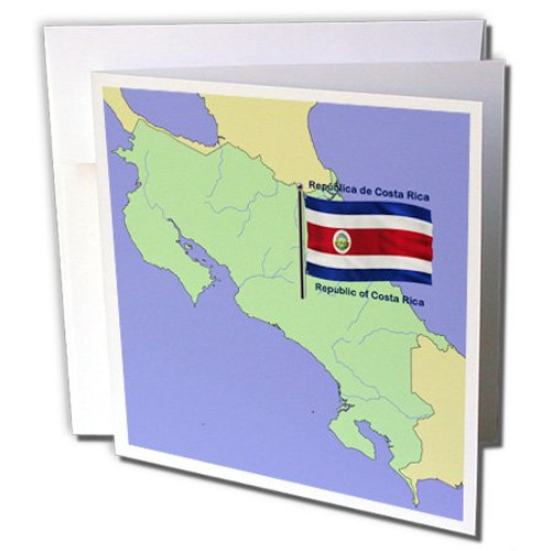 3dRose Flag & Map of Costa Rica, English, Spanish - Greeting Cards, 6 x 6", Set of 6 (gc_47675_1) 3dRose Flag & Map of Costa Rica, English, Spanish - Greeting Cards, 6 x 6", Set of 6 (gc_47675_1)