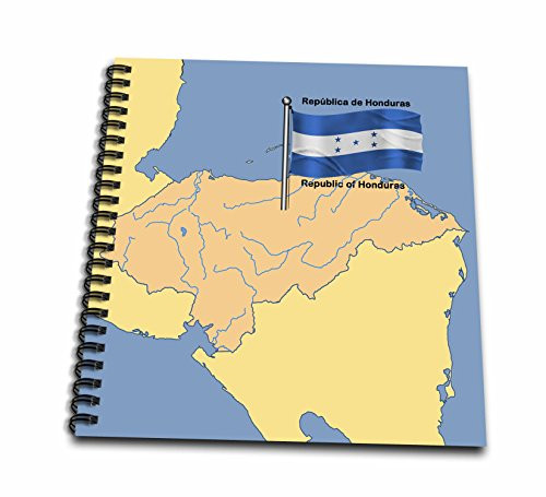 3dRose db_47678_1 Flag and Map of Honduras with Republic of Honduras Printed in Both English and Spanish Drawing Book, 8 by 8-Inch