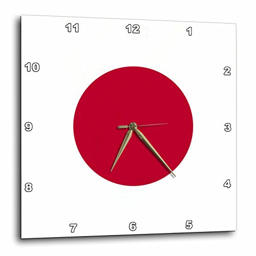 3dRose DPP_158343_3 Flag of Japan Square Japanese Red Sun Disc Dot Circle on White Nisshoki Hinomaru World Country Wall Clock, 15 by 15"