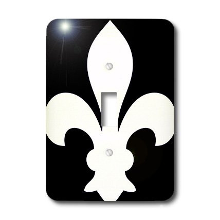 3dRose lsp_35248_1 Fleur De Lis White On Black Toggle Switch