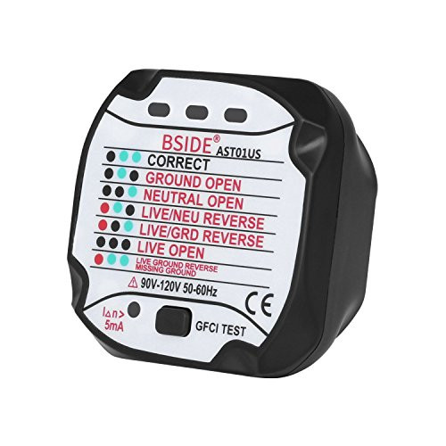 BSIDE AST01US Socket Tester GFCI Outlet Tester Automatic Electric Circuit Polarity Voltage Detector