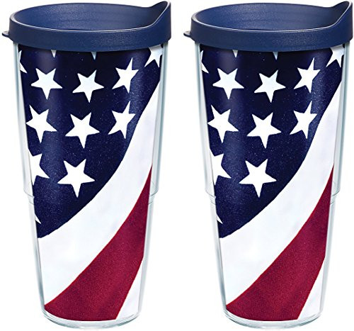 Tervis 1090666 American Flag Colossal Tumbler With Lid, 24 oz - Tritan, Clear