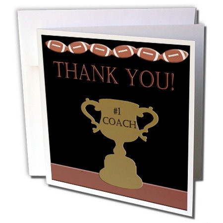 3dRose Football Thank you Coach - Greeting Cards, 6 x 6 inches, set of 6 (gc_16316_1)